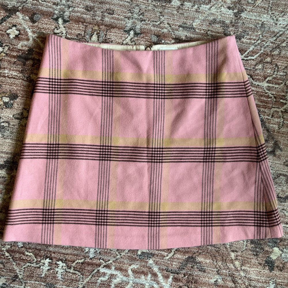 Aritzia Wilfred classic pink plaid mini skirt - size 10